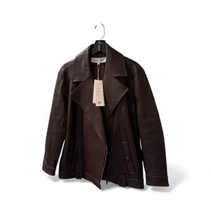 Veronica Beard Chocolate Leather Jacket